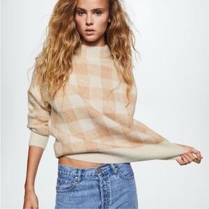 MNG Mango Perkins Collar Gingham Check Sweater